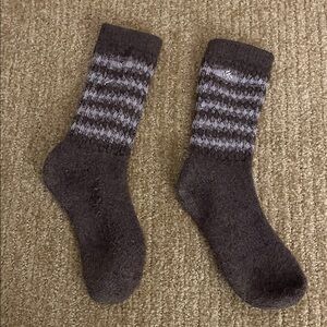 Source Unknown Brown and Gray Patterned Socks